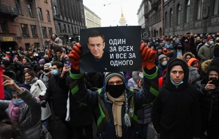 protest in Rusland voor Navalny
