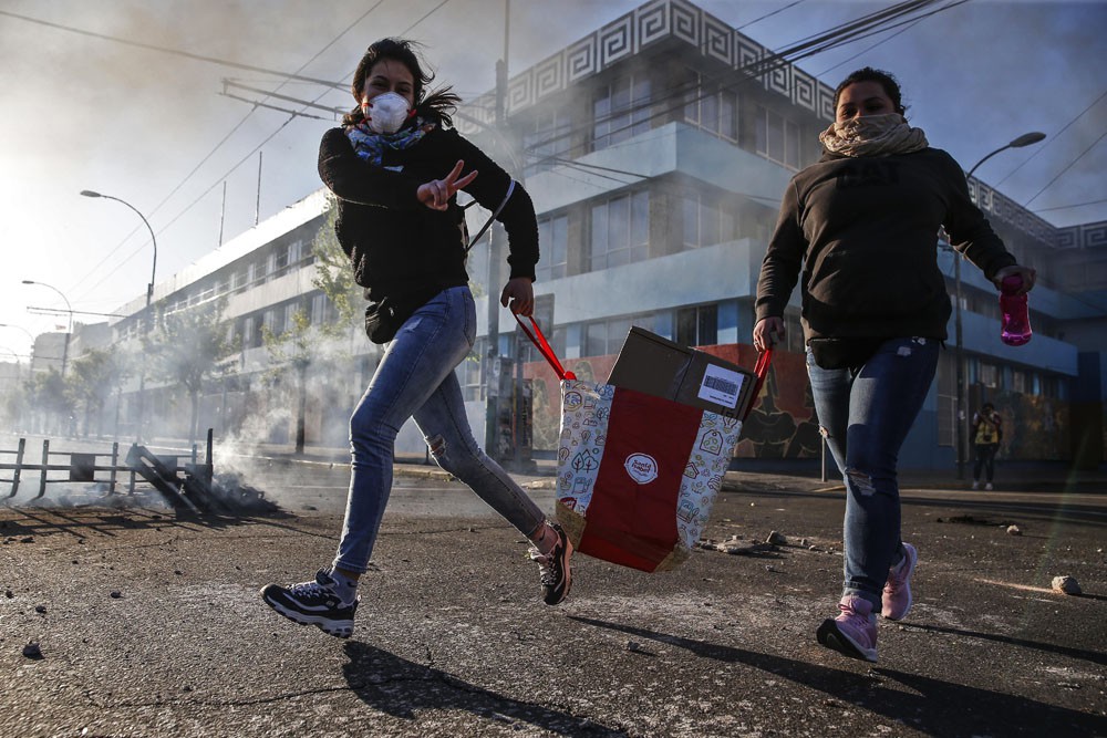 Mensen in Chili voeren protest