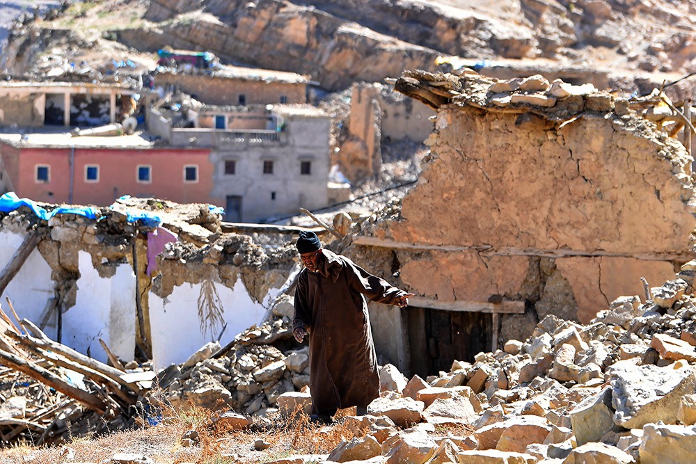 verwoeste gebouwen in Marokko