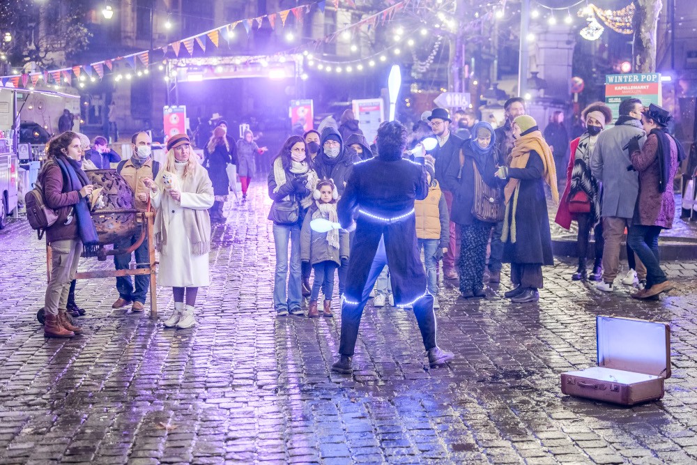 een voorstelling op straat in Brussel