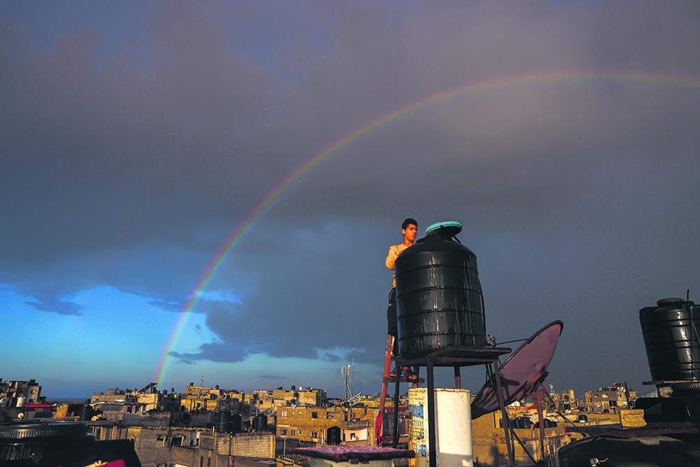 een regenboog boven Gaza