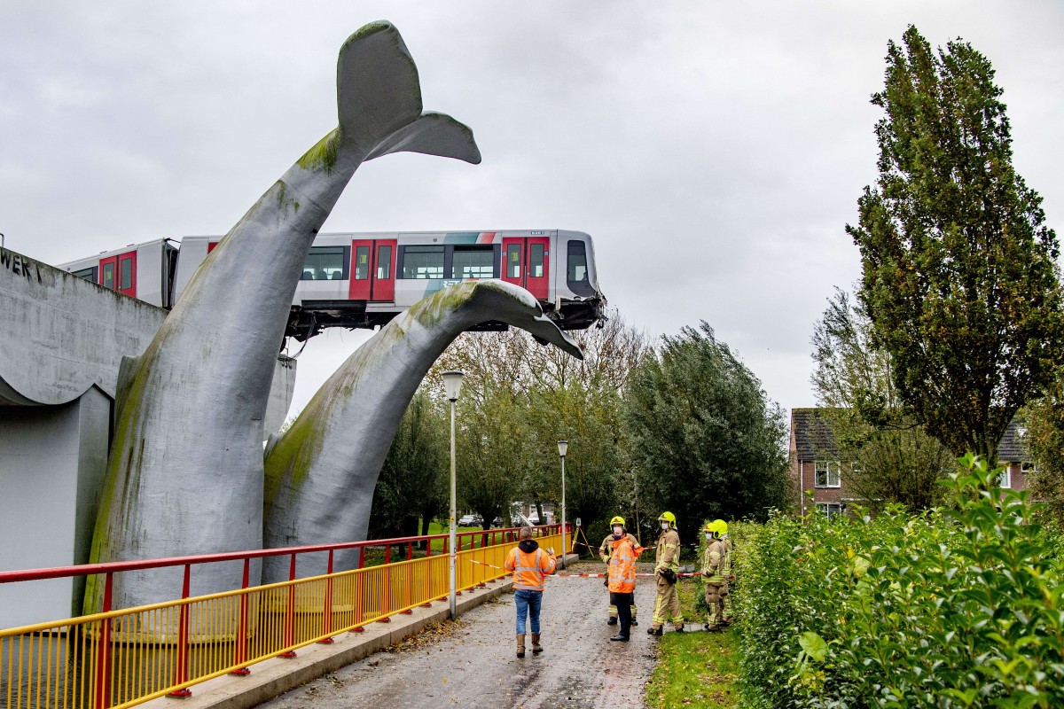 Trein op staart van een walvis