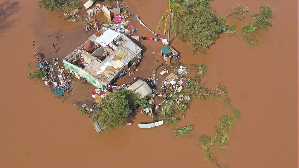 orkaan in Mozambique