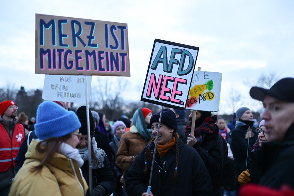 protest tegen de partij AfD