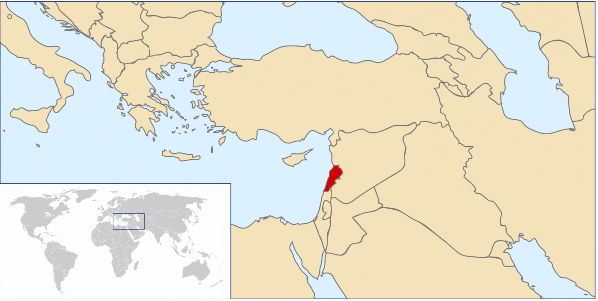 Libanon op de wereldkaart
