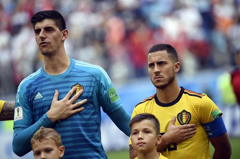 Hazard en Courtois - Belgie tegen Rusland 2018